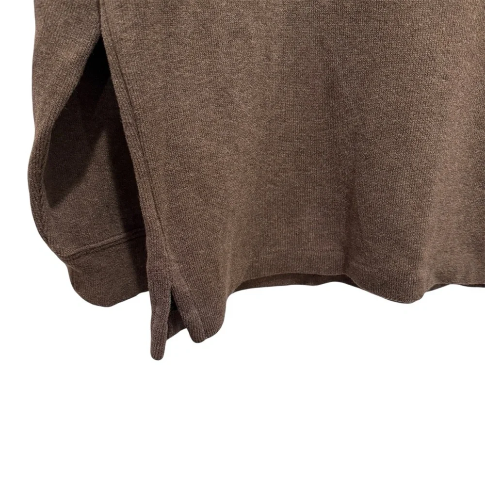 Mens Polo Ralph Lauren 1/4 Zip Collar Cotton Knit Pullover Sweater Pony Brown L